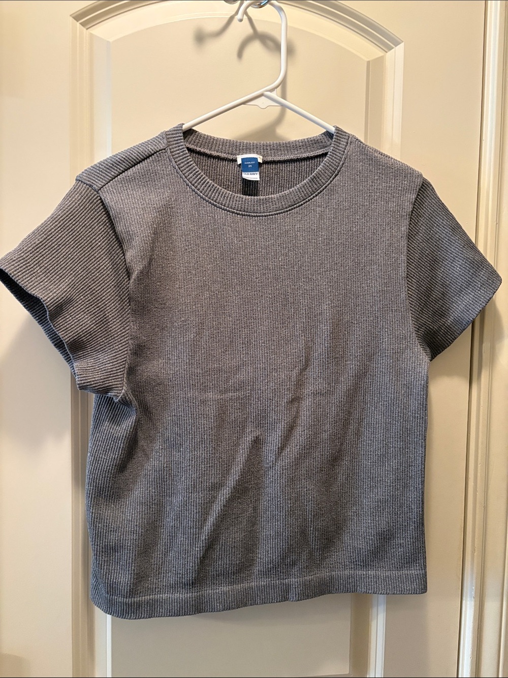 Grey Ribbed Crop Top